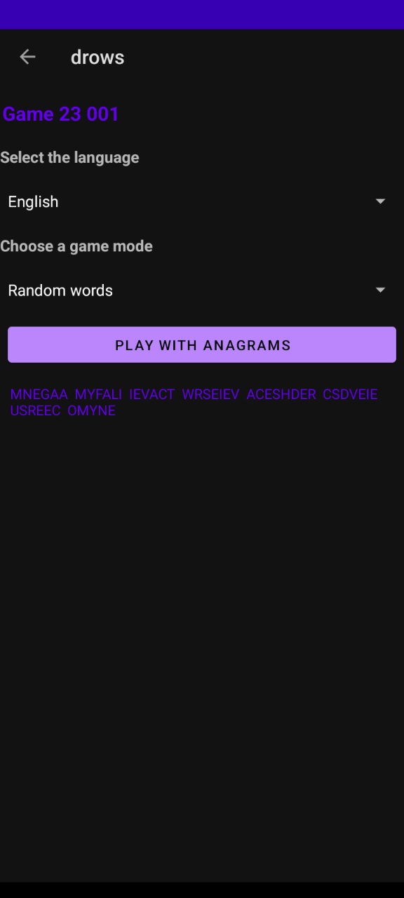 Drows, the anagrams game image 3