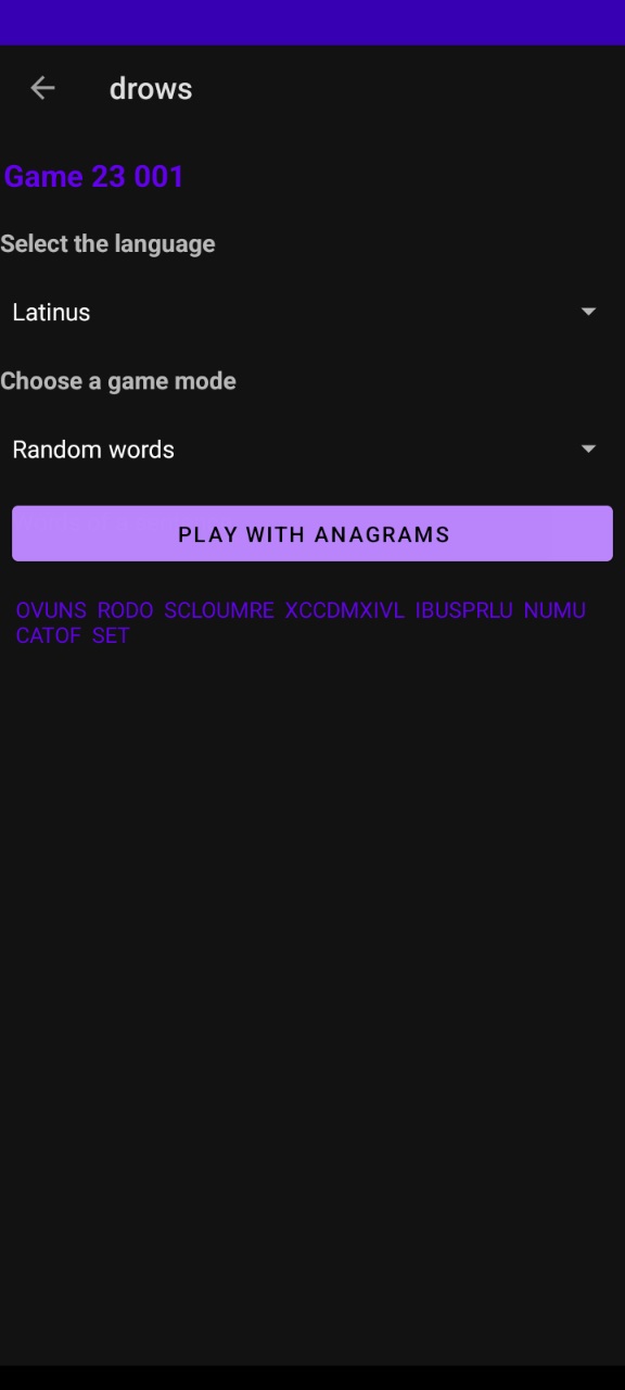 Drows, the anagrams game image 5