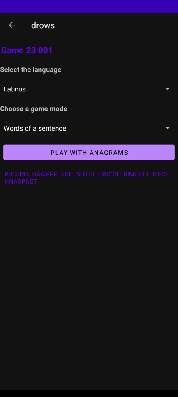 Drows, the anagrams game image 6